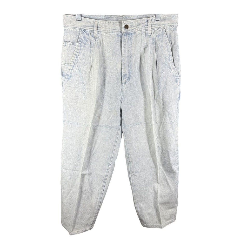 Todays News Jeans Mens 33x24 Light Wash Pleated Denim Acid‎ Wash Vintage